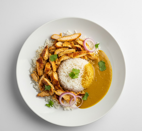 Chicken Shawarma, Rice & Curry Sauce 